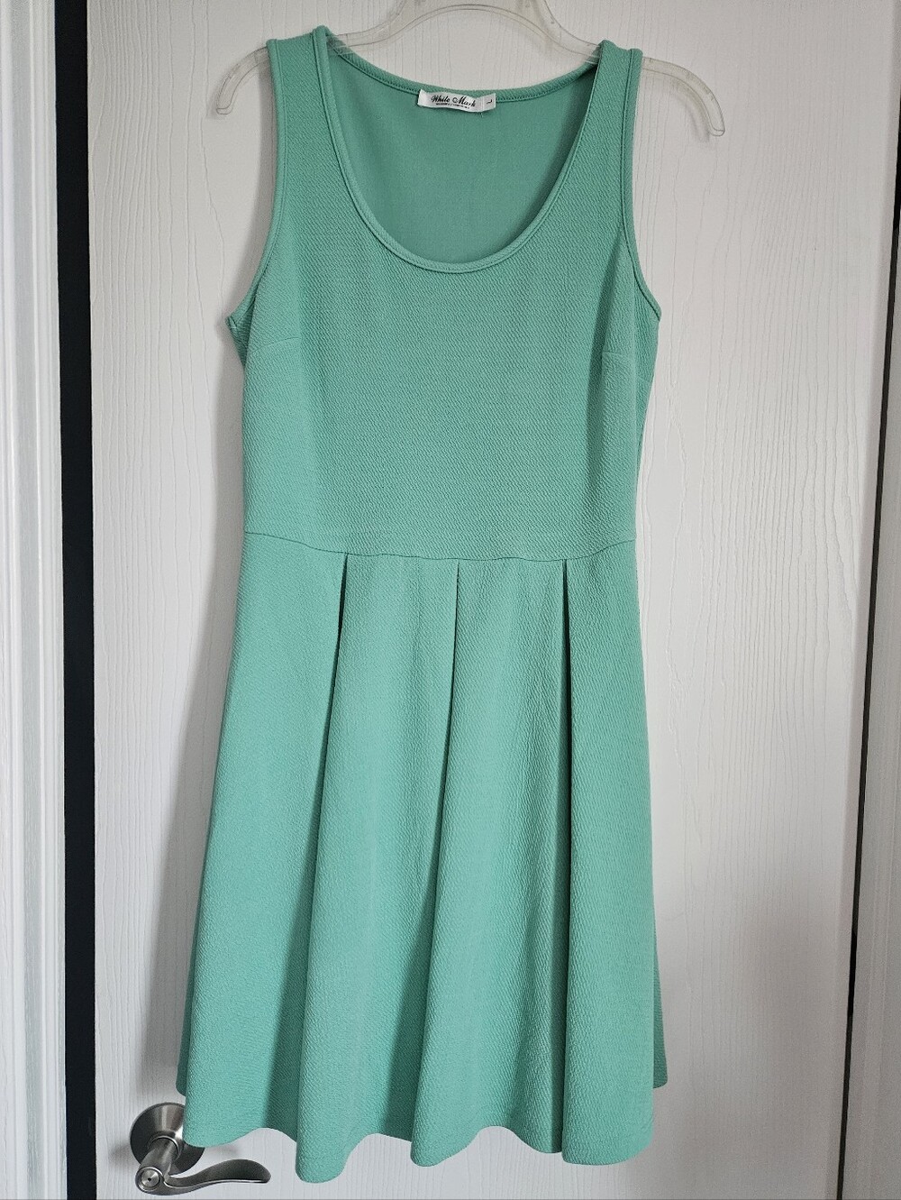 White Mark Mint Green Scoop Neck Dress